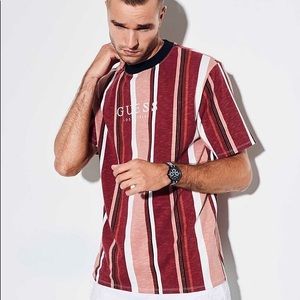 GUESS ORIGINALS  SAYER STRIPED TEE red pink multi